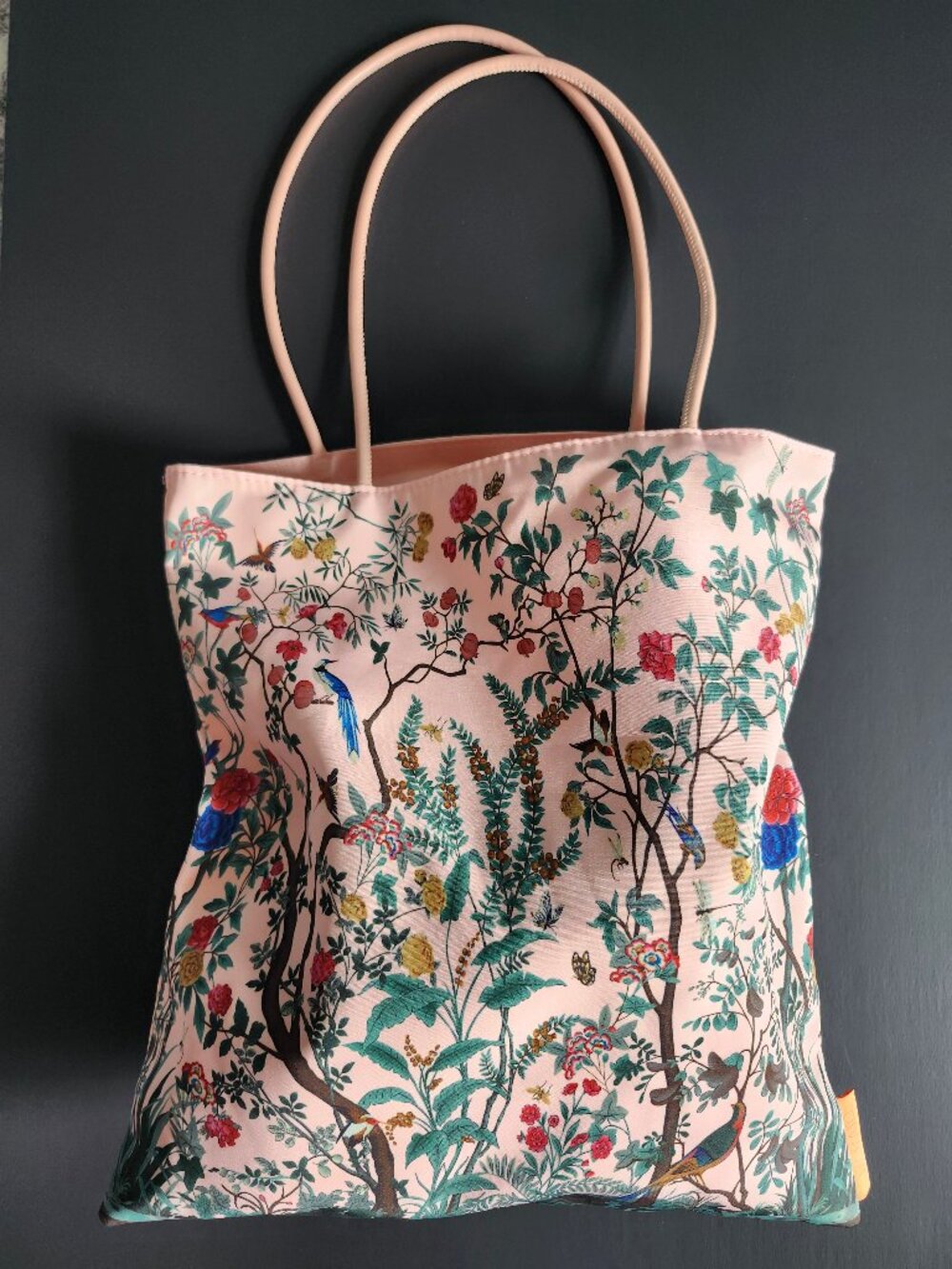 Pink Tote Bag Purse w Botanical Tree + Forest Print
